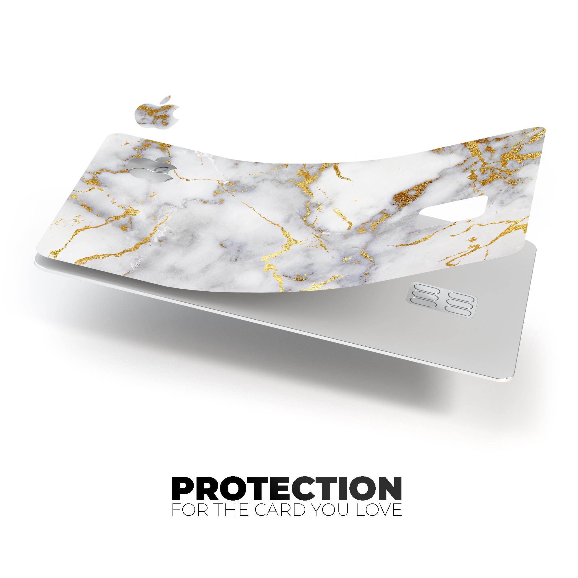 Marble and Digital Gold Foil V2 skin kit for Apple Card, showcasing premium design and protective features.